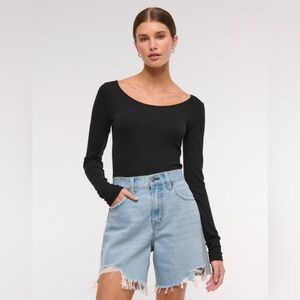 Abercrombie & Fitch High Rise Loose Shorts- Light Wash